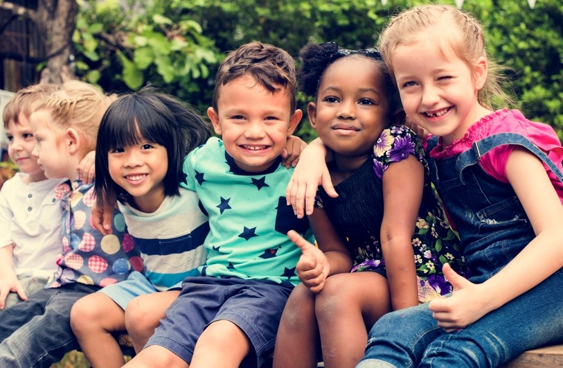 Group of Diverse Kids Sitting Together