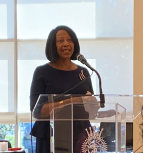 Lt. Gov. Sheila Y. Oliver speaking at the 2021 Aletha R. Wright Award ceremony.
